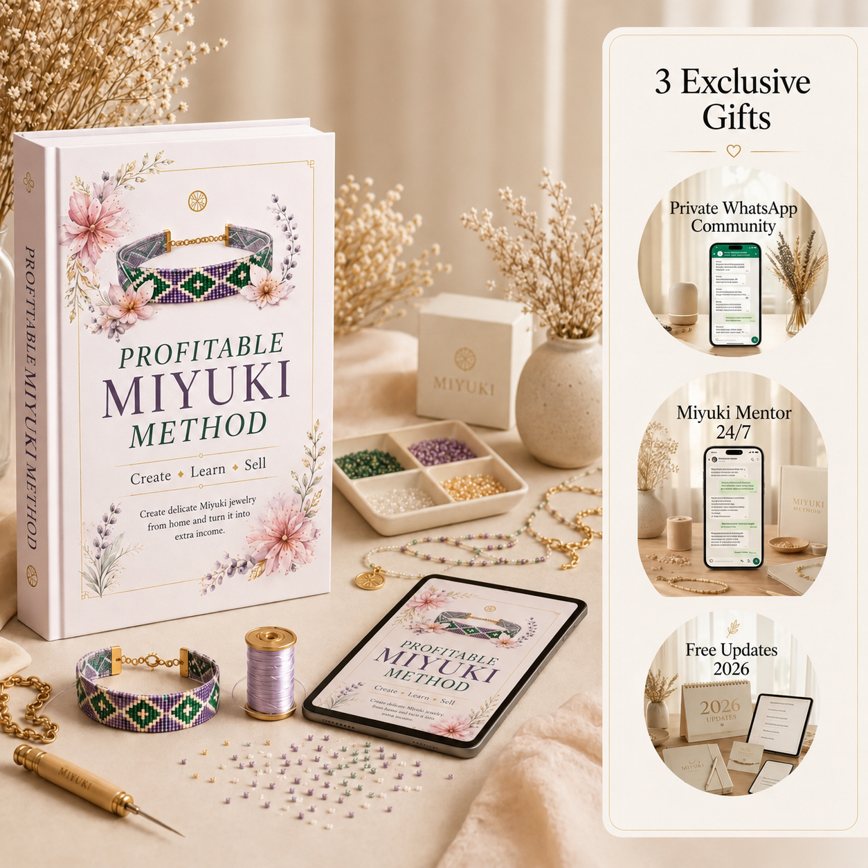 Profitable Miyuki Method™: The complete system to create your first Miyuki jewelry pieces, even if you’re starting from scratch.